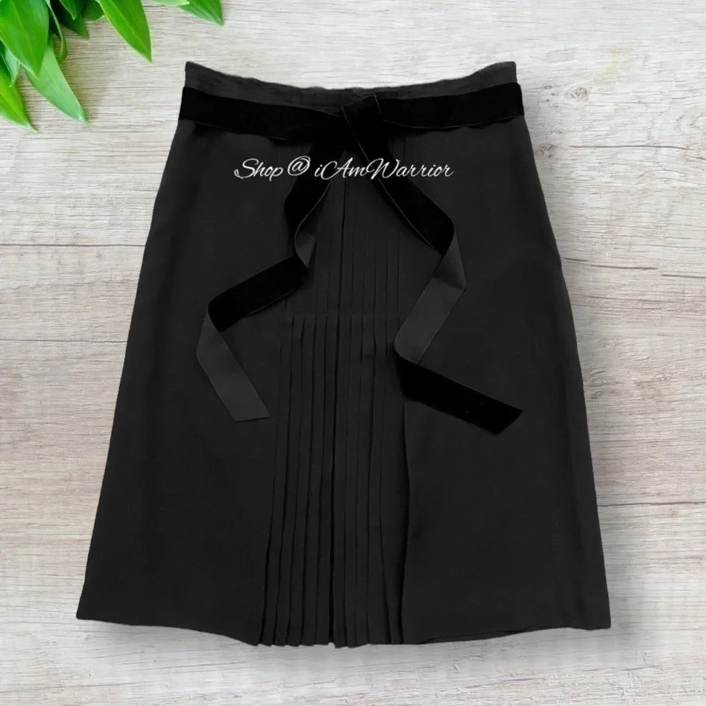 Tory Burch silk pleated skirt with velvet tie belt *shop@iamwarrior